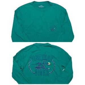 VINEYARD VINES Men's Long Sleeve Pocket T-Shirt Sailboat Green Small S‎